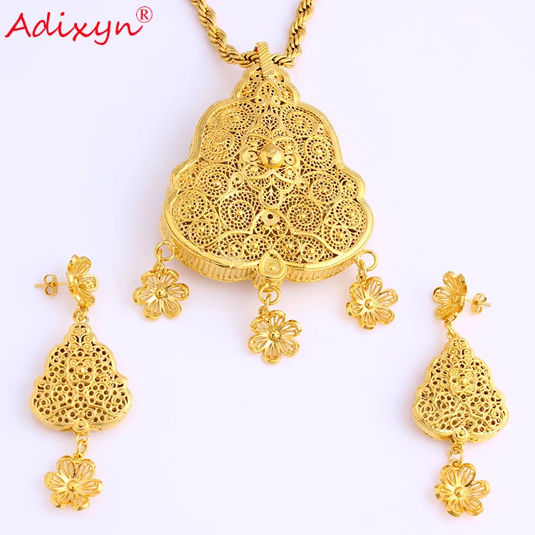 Adixyn New Big Heavy African Jewelry set Necklace/Earrings/Pendant Gold Color for Women Arab Bridal Wedding Gifts N08083
Adixyn New Big Heavy African Jewelry set Necklace/Earrings/Pendant Gold Color for Women Arab Bridal Wedding Gifts N08083