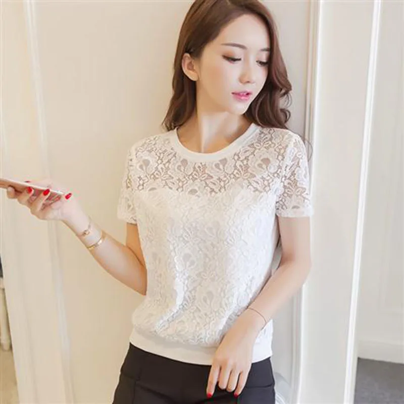Women Spring Summer Style Lace Blouses Shirts Lady Casual Short Sleeve White Lace Blusas Tops DF2713
Women Spring Summer Style Lace Blouses Shirts Lady Casual Short Sleeve White Lace Blusas Tops DF2713