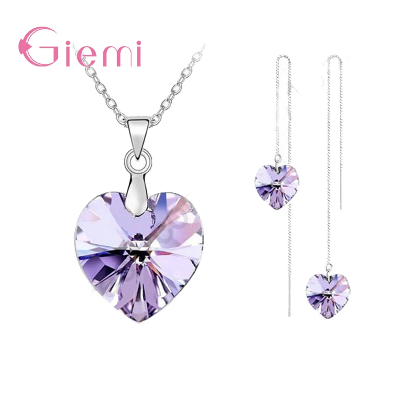 Romantic Lovely Crystal Ocean Heart Real 925 Sterling Silver Pendant Necklace Earring Jewelry Set Women Wedding Gifts
Romantic Lovely Crystal Ocean Heart Real 925 Sterling Silver Pendant Necklace Earring Jewelry Set Women Wedding Gifts