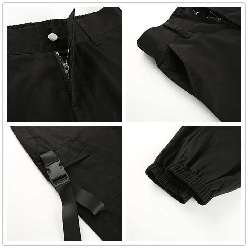 Women Black High Waist Cargo Pants Casual Long Elastic Pocket Loose Streetwear Pencil Trousers Korean Style Ladies Pants Capri 
Women Black High Waist Cargo Pants Casual Long Elastic Pocket Loose Streetwear Pencil Trousers Korean Style Ladies Pants Capri