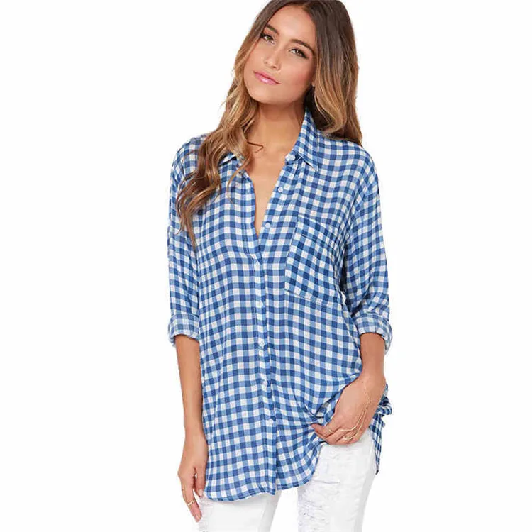 New soft spring shirt European and American autumn plaid shirt women long-sleeved blouse
New soft spring shirt European and American autumn plaid shirt women long-sleeved blouse