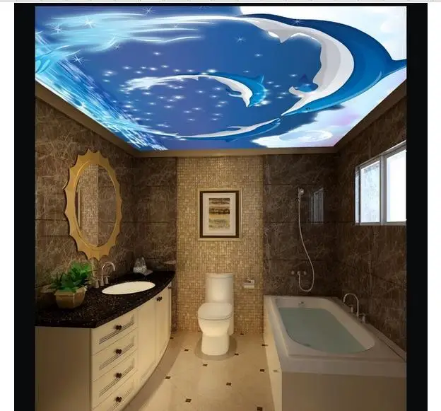 

Индивидуальные 3d фото обои 3d настенные потолочные обои фрески свежий и Красивый Океан Туалет condolе 3d обои для комнаты