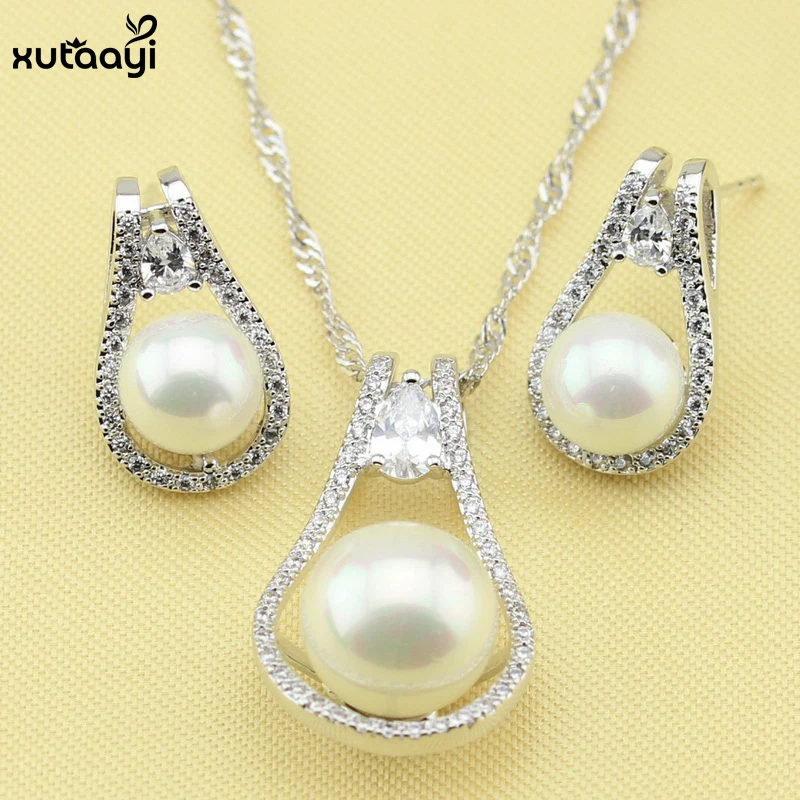 XUTAAYI Imitation Pearl Jewelry Sets, Stunning White Crystal Sterling Silver Overlay Earrings and Necklace For Women
XUTAAYI Imitation Pearl Jewelry Sets, Stunning White Crystal Sterling Silver Overlay Earrings and Necklace For Women
