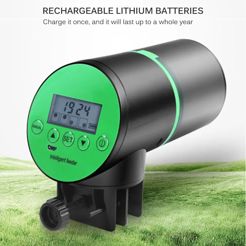 Automatic Fish Feeder Rechargeable Timer Fish Feeder with USB Charger Cable Fish Food Dispenser for Aquarium or Fish Tank 
Automatic Fish Feeder Rechargeable Timer Fish Feeder with USB Charger Cable Fish Food Dispenser for Aquarium or Fish Tank