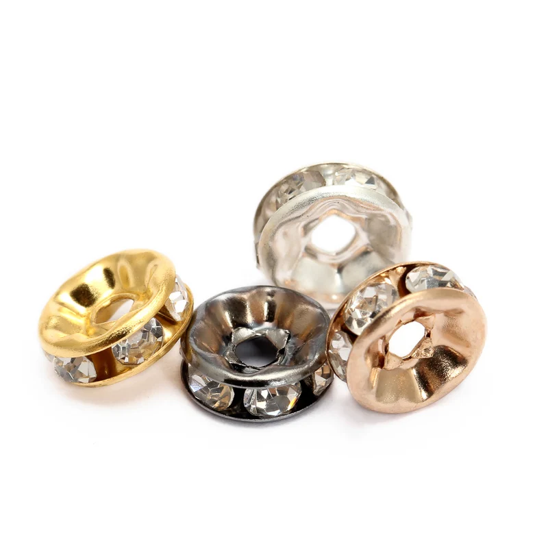 100pcs/lot 6 8 10mm Gold Silver Color Rhinestone Rondelles Crystal Bead Loose Spacer Beads for DIY Jewelry Making
100pcs/lot 6 8 10mm Gold Silver Color Rhinestone Rondelles Crystal Bead Loose Spacer Beads for DIY Jewelry Making