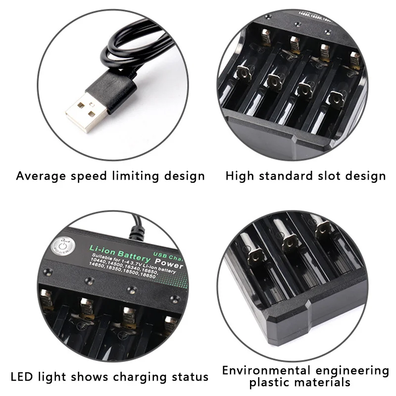 18650 Portable 3.7V Li-Ion Battery Charger 18650 USB Independent Charger for 18350 16340 14500 Battery Charger Black
18650 Portable 3.7V Li-Ion Battery Charger 18650 USB Independent Charger for 18350 16340 14500 Battery Charger Black
