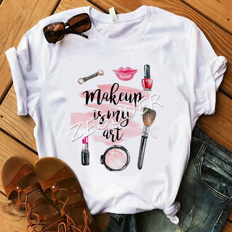 Makeup Is My Art Shirt Lady Vogue Lipsticks Nail Polish Kiss T Shirt Women Cotton O-Neck Casual T-shirt Hipster Holiday Gift
Makeup Is My Art Shirt Lady Vogue Lipsticks Nail Polish Kiss T Shirt Women Cotton O-Neck Casual T-shirt Hipster Holiday Gift