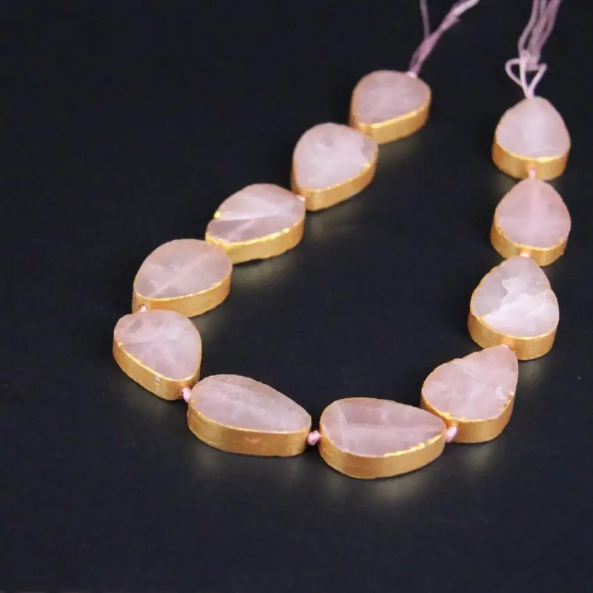 11pcs Natural Rose Quartzs Flat Teardrop Loose Beads,Gold Edged Pink Crystal Slab Pendants Necklace For DIY Jewelry Crafts
11pcs Natural Rose Quartzs Flat Teardrop Loose Beads,Gold Edged Pink Crystal Slab Pendants Necklace For DIY Jewelry Crafts