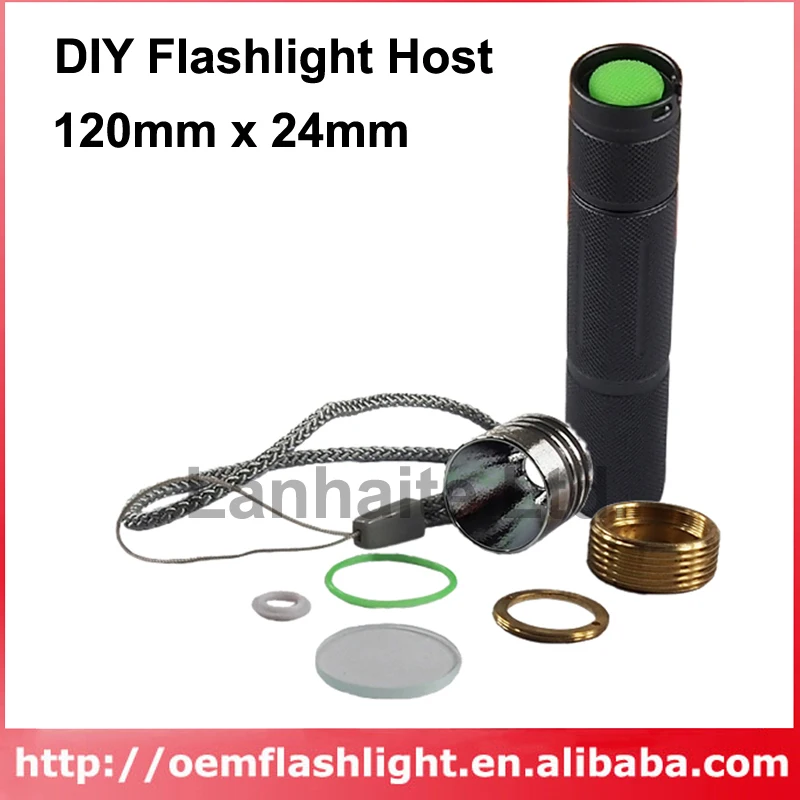 DIY Black LED Flashlight Host 120mm x 24mm
DIY Black LED Flashlight Host 120mm x 24mm