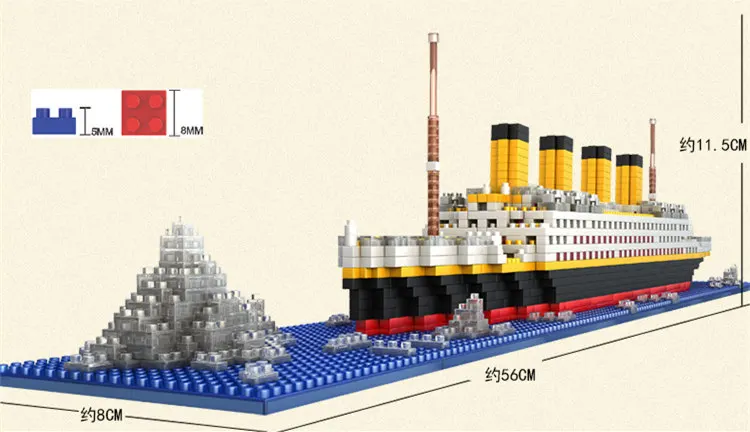 [Забавный] сборка 1860 шт. Алмазный Титаник роскошный круизный лайнер 3D модель