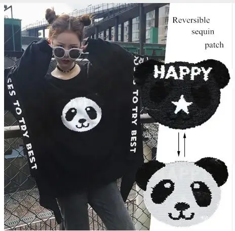 NEW panda Reversible Change color Sequins Sew On Patches for clothes DIY Patch Applique Bag Clothing Coat Sweater Crafts
NEW panda Reversible Change color Sequins Sew On Patches for clothes DIY Patch Applique Bag Clothing Coat Sweater Crafts