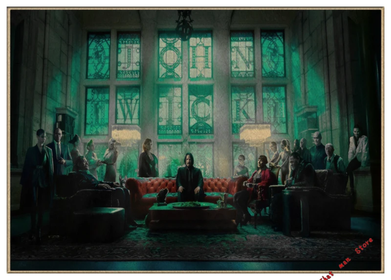 John Wick 1 2 3 плакат с фильмом стикер на стену крафт-бумага винтажный настенный из