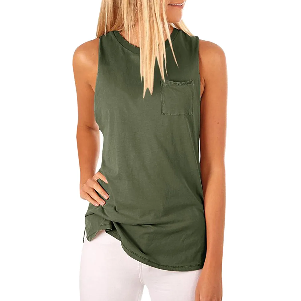 Women Blouses Sleeveless High Neck Tank Sleeveless Blouse Plain Shirts Pocket Cami Tank Blouse Summer Fashion
Women Blouses Sleeveless High Neck Tank Sleeveless Blouse Plain Shirts Pocket Cami Tank Blouse Summer Fashion