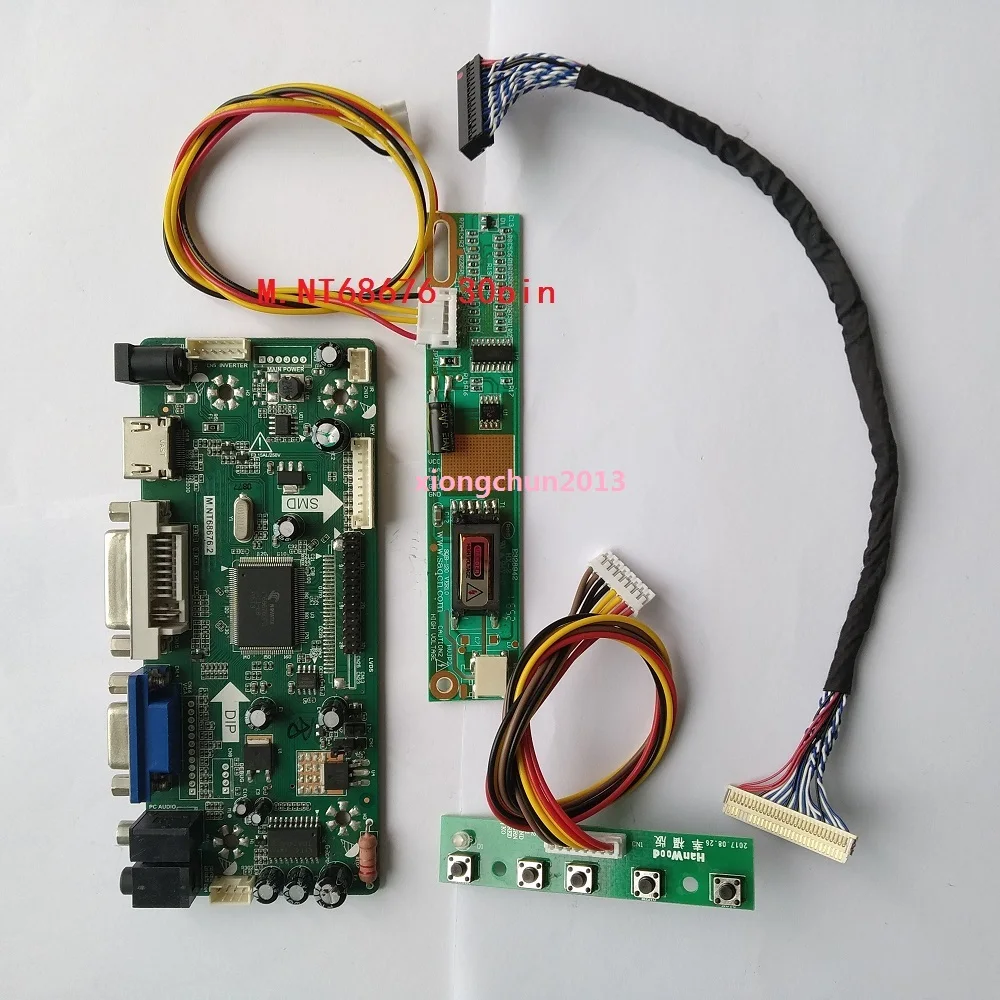 NT68676 (HDMI + DVI + VGA) ЖК-дисплей для 17,0 "30pin b17весенw06 1440X900 1 панель светильников монитор-контроллер плата комплект экрана
NT68676 (HDMI + DVI + VGA) ЖК-дисплей для 17,0 "30pin b17весенw06 1440X900 1 панель светильников монитор-контроллер плата комплект экрана