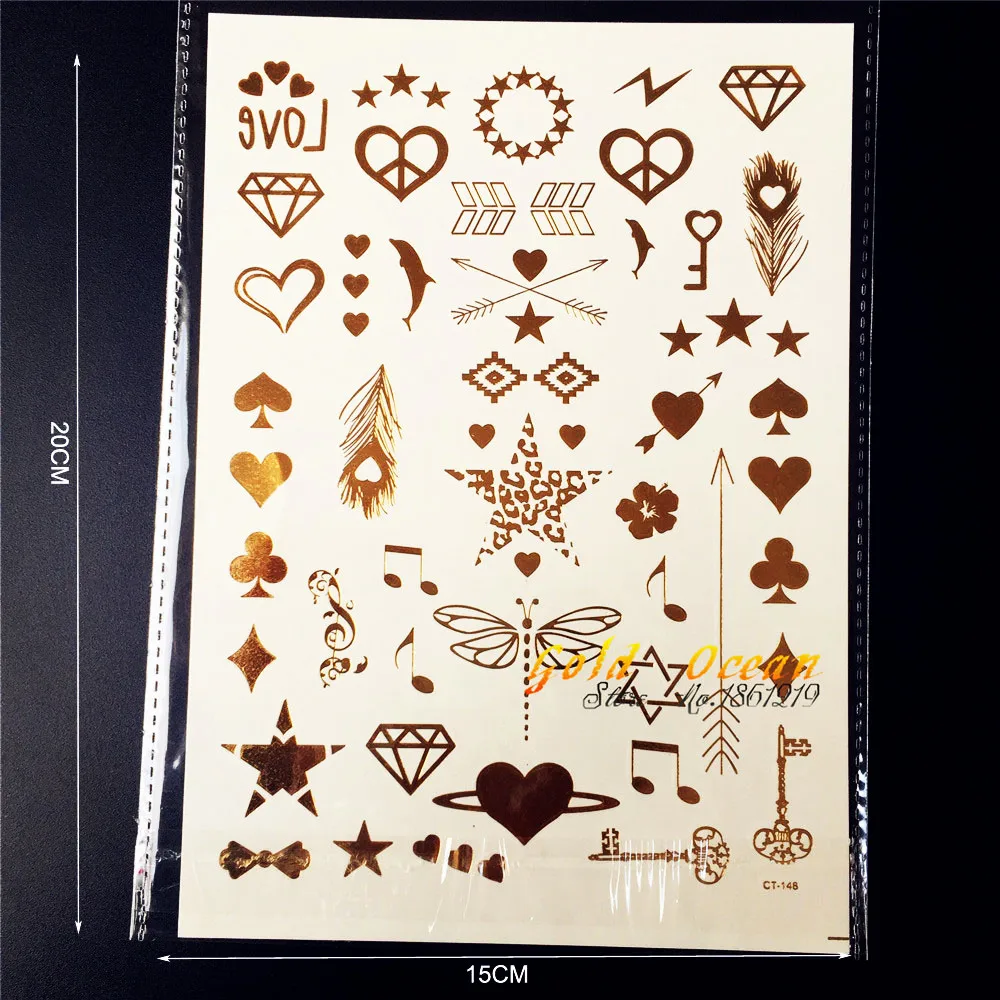 25 Styles Flash Gold Metallic Finger Tattoo Waterproof Small Poker Key Melody Dragonfly Tatoo Body Art Temporary Tattoo Stickers
25 Styles Flash Gold Metallic Finger Tattoo Waterproof Small Poker Key Melody Dragonfly Tatoo Body Art Temporary Tattoo Stickers
