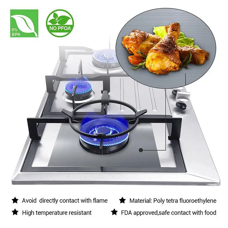 4Pcs Silver Teflon Gas Stove Cooker Boiler Furnace Face Protection Protecting Pad Mat Liner Clean Kitchen Accessories | Дом и сад