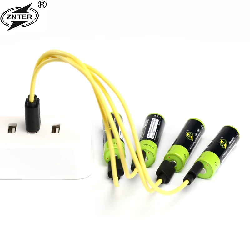 ZNTER AA 1 5 в 1700 мАч аккумулятор 2/4 шт. USB быстрая зарядка перезаряжаемая литий