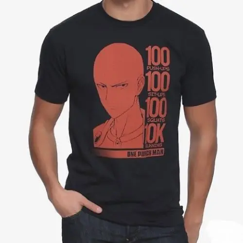 Футболка с надписью One Punch Man SAITAMA WORKOUT 10K NWT 100% Аутентичная редкая! Мужская футболка