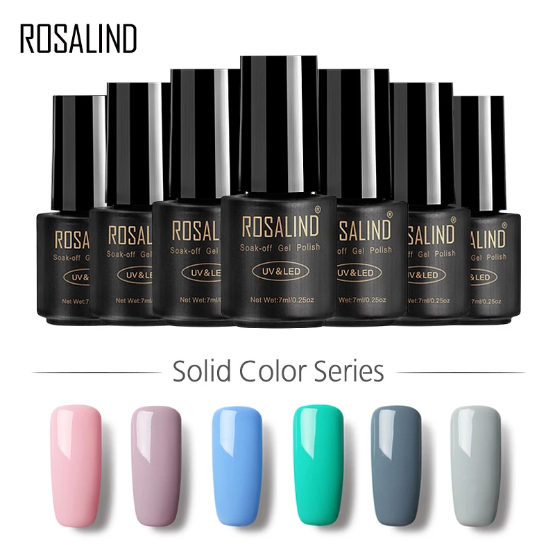 ROSALIND гель 1 лак 7 мл Горячая продажа чистый цвет УФ для ногтей светодиодный