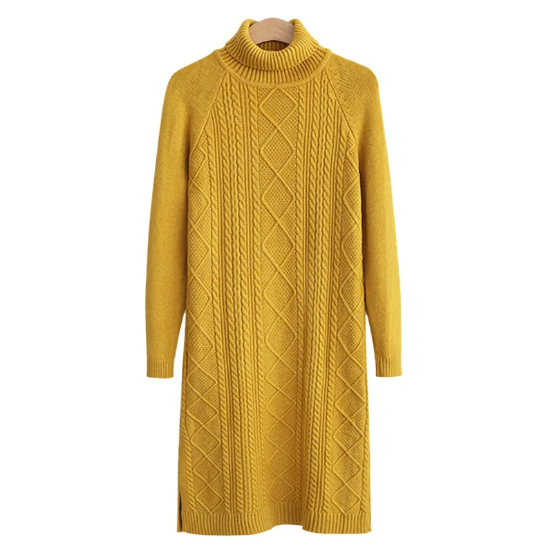 New Autumn Winter Women Sweater Dresses Fashion Turtleneck Slim Solid Hem Slit Render Sweater Dress For Women Knitted One-Piece
New Autumn Winter Women Sweater Dresses Fashion Turtleneck Slim Solid Hem Slit Render Sweater Dress For Women Knitted One-Piece
