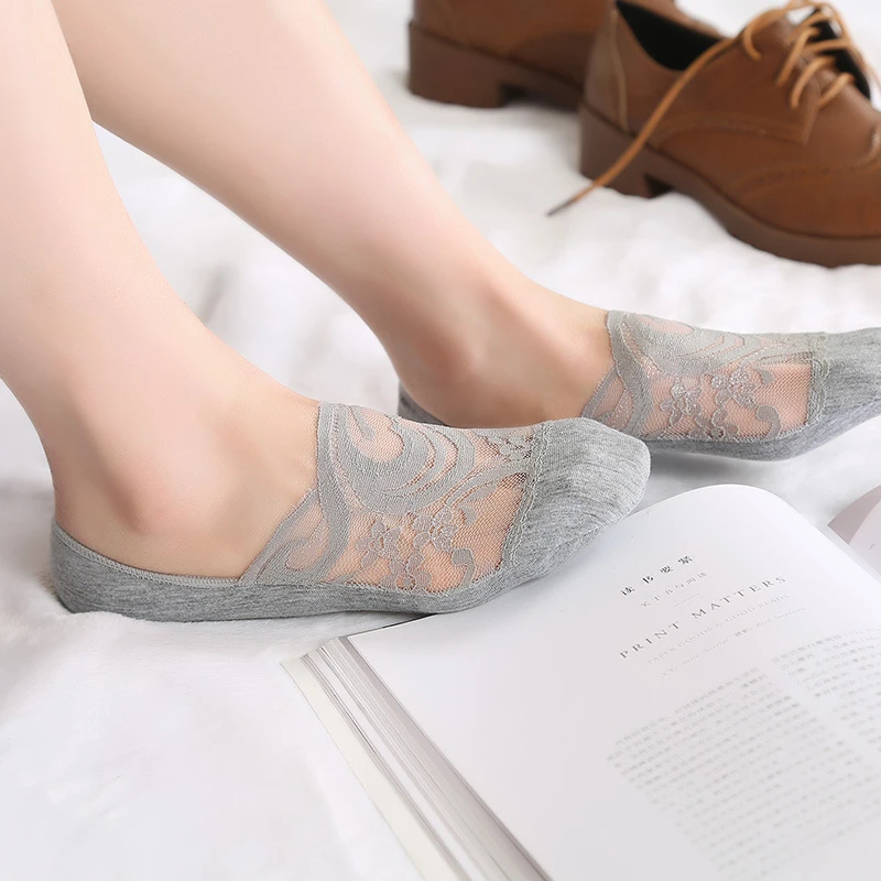 Женские кружевные носки лодочки бесшовные Невидимые в Корейском стиле
