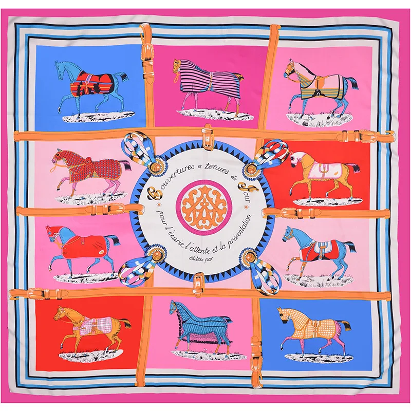 RenYvtil Ten Horse Super Size 130cm*130cm Women 2018 Fashion New Twill Silk Euro Brand Printed Square Scarf Hot Sale Femal Shawl
RenYvtil Ten Horse Super Size 130cm*130cm Women 2018 Fashion New Twill Silk Euro Brand Printed Square Scarf Hot Sale Femal Shawl