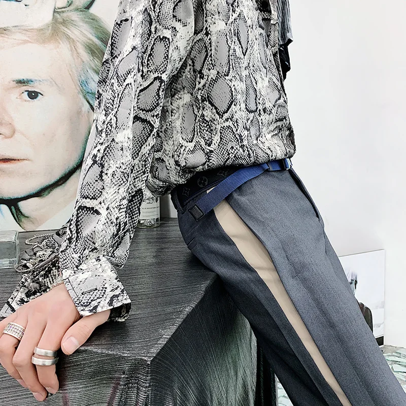 2019 Spring elastic waist splicing loose straight leg slacks with split ends fashion trend men's trousers Big yards men's trouse
2019 Spring elastic waist splicing loose straight leg slacks with split ends fashion trend men's trousers Big yards men's trouse