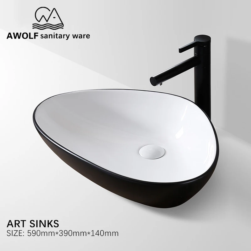 Art Bathroom Sinks 590*390*140mm Washing Basin Bowl Matte Black White Ceramic Vessel Counter Top Modern Lavatary Sink AM907
Art Bathroom Sinks 590*390*140mm Washing Basin Bowl Matte Black White Ceramic Vessel Counter Top Modern Lavatary Sink AM907