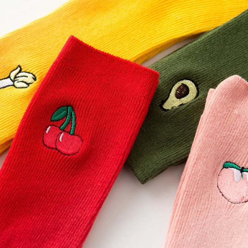 Милые женские носки с фруктовым принтом хлопковые длинные разноцветные забавные