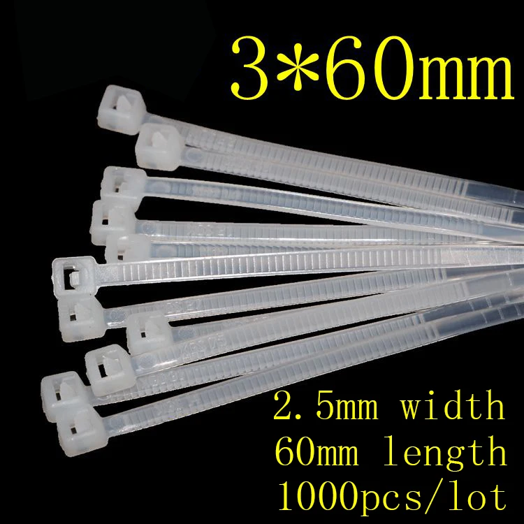 1000pcs 3*60mm National Standard Lock Type Nylon 66 Tie 2.5mm Wide Buckle Plastic Strip Wire Zip Tie food seal Self-locking
1000pcs 3*60mm National Standard Lock Type Nylon 66 Tie 2.5mm Wide Buckle Plastic Strip Wire Zip Tie food seal Self-locking