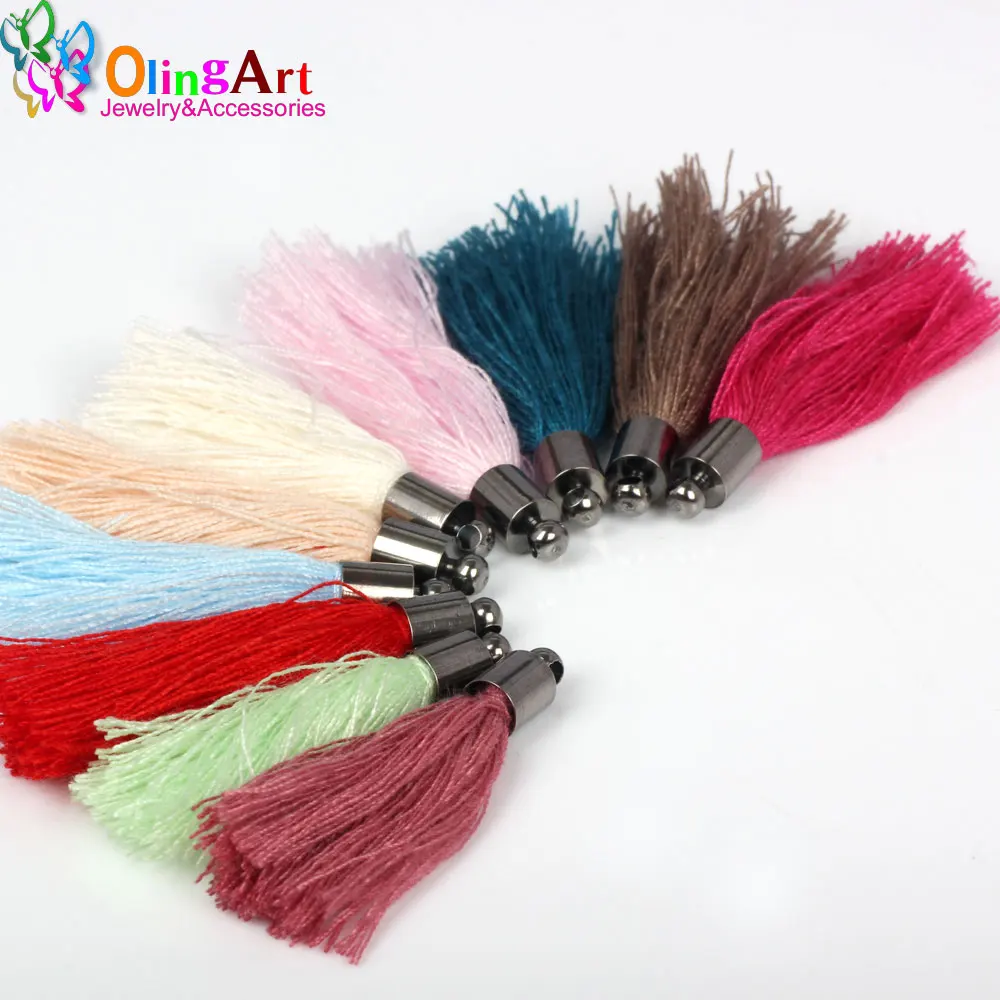 OlingArt 40mm 6pcs Silk Satin Gun black Caps Charm Tassel Necklace Earring DIY Jewelry Making Straps Keychain Pendants 2019
OlingArt 40mm 6pcs Silk Satin Gun black Caps Charm Tassel Necklace Earring DIY Jewelry Making Straps Keychain Pendants 2019