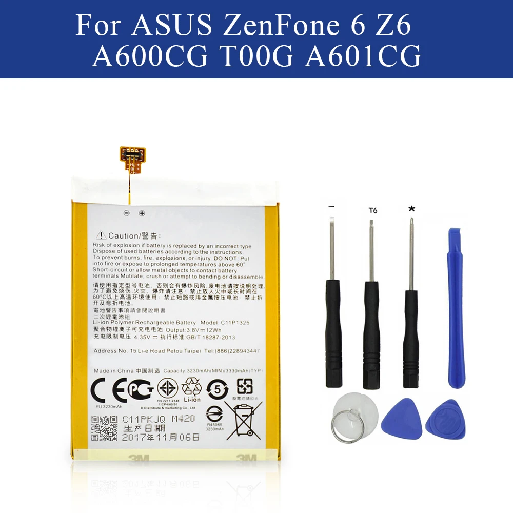 Новый Батарея C11P1325 для Asus ZenFone 6 Z6 ZenFone6 A600CG T00G A601CG 3230/3330 мА/ч +