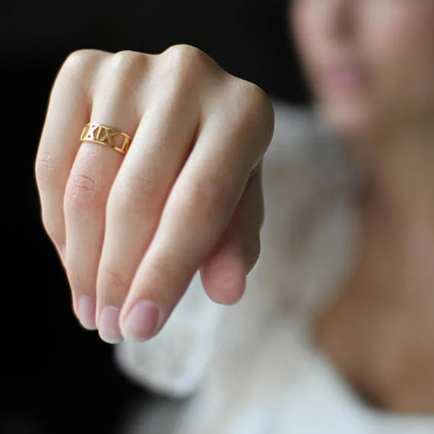 Bridal Jewelry Coordinates Custom Roman Numerals Ring Personalized Name Wedding Date Rings For Women Stackable Engagement Anel
Bridal Jewelry Coordinates Custom Roman Numerals Ring Personalized Name Wedding Date Rings For Women Stackable Engagement Anel