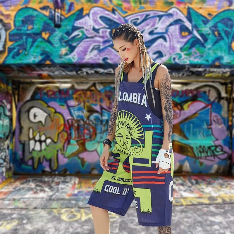 Hip hop tide pants cartoon bib summer women's jumpsuit color wide leg pants cotton and linen students loose five pants
Hip hop tide pants cartoon bib summer women's jumpsuit color wide leg pants cotton and linen students loose five pants