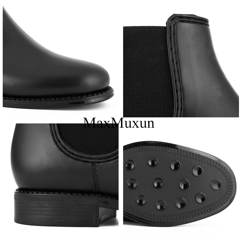 MaxMuxun Woman Black Solid Elastic Rain Boots Slip On Round Toe Chunky Thick Heel Ankle Boots Women Rubber Platform Rainy Shoes
MaxMuxun Woman Black Solid Elastic Rain Boots Slip On Round Toe Chunky Thick Heel Ankle Boots Women Rubber Platform Rainy Shoes