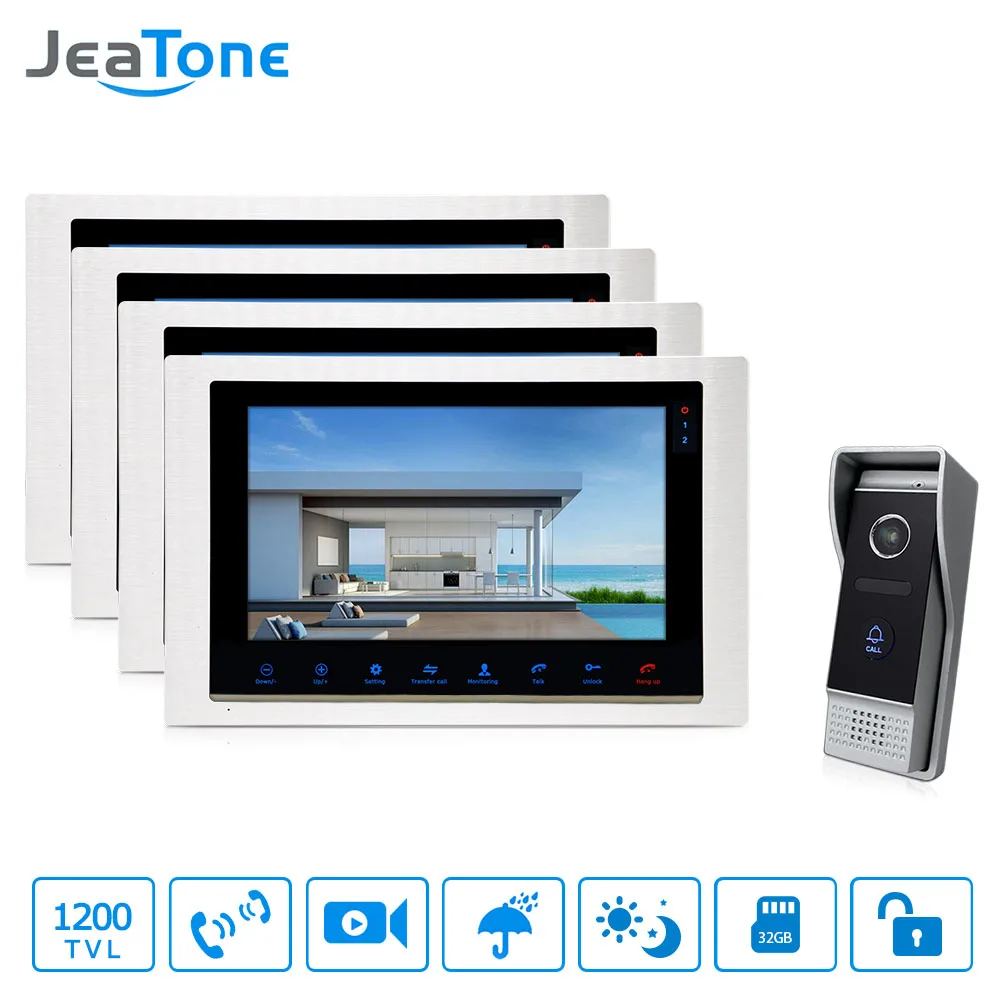 Видеодомофон JeaTone, 10 дюймов, с камерой ночного видения, ЖК-монитором, 1200 ТВЛ
Видеодомофон JeaTone, 10 дюймов, с камерой ночного видения, ЖК-монитором, 1200 ТВЛ