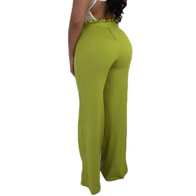 2018 New fashion solid color long pants OL casual High belted waist Ruched wide leg loose pants Trousers bandage femme clothes
2018 New fashion solid color long pants OL casual High belted waist Ruched wide leg loose pants Trousers bandage femme clothes