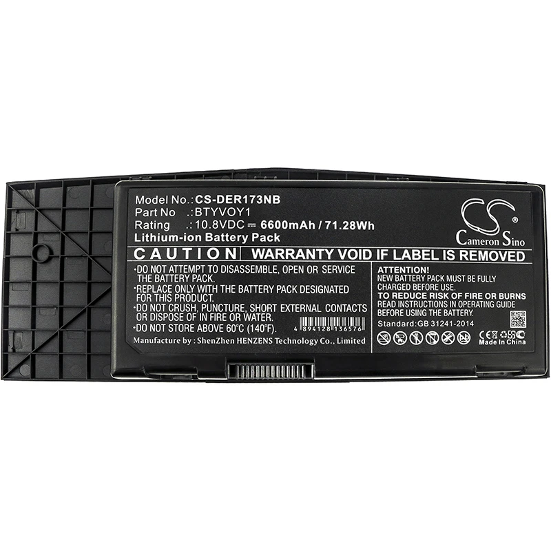 Cameron Sino 6600mAh Battery for DELL Alienware M17x R3 Alienware M17x R3-3D Alienware M17x R4,BTYVOY1
Cameron Sino 6600mAh Battery for DELL Alienware M17x R3 Alienware M17x R3-3D Alienware M17x R4,BTYVOY1