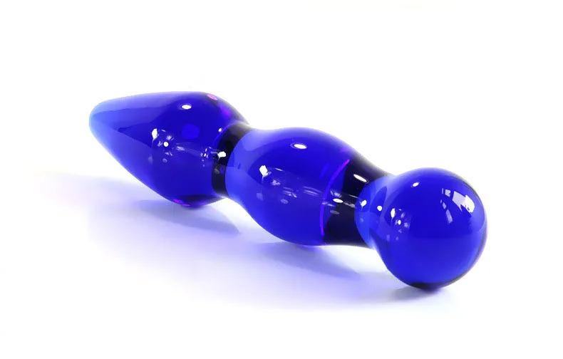 GaGu Blue Glass Dildo Anal Beads Toy Adult Crystal Female Sex Product Pyrex Thick Dildos Lesbian |