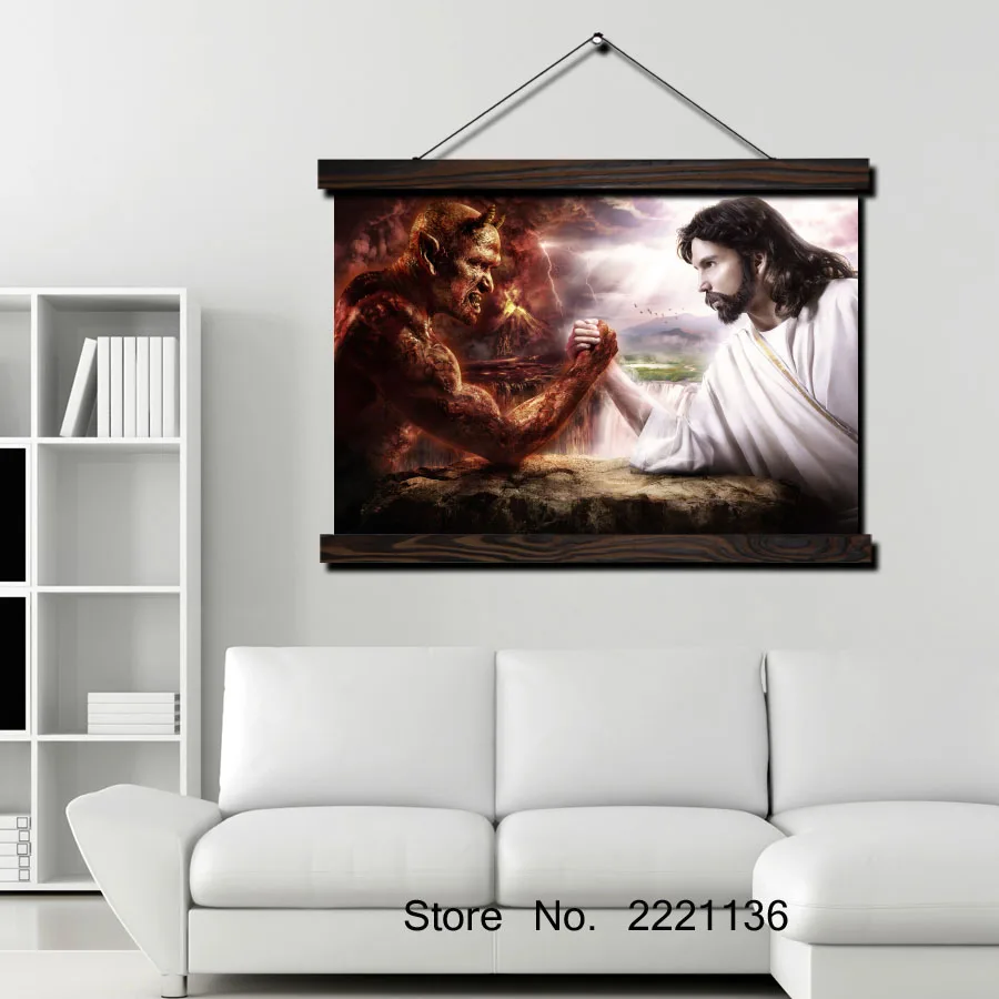 Jesus fighting with devil HD Print Scroll Paintings Wall Art Printed Hanging Framed Canvas Painting Modern Home Decoration
Jesus fighting with devil HD Print Scroll Paintings Wall Art Printed Hanging Framed Canvas Painting Modern Home Decoration