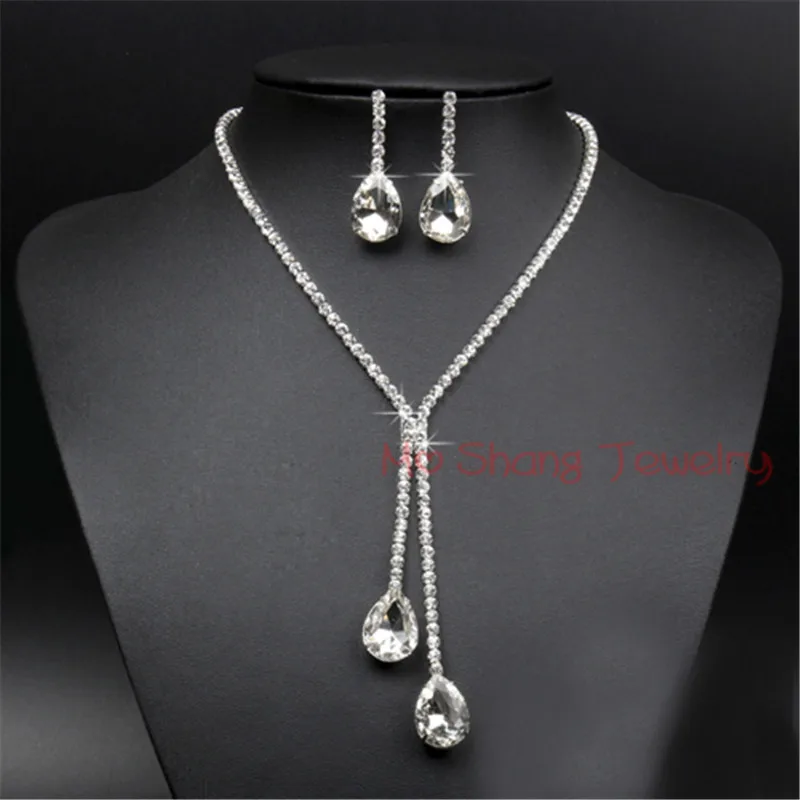 Crystal Teardrop Long Necklace Earrings Set Silver Color Wedding Bridal Bridesmaid Formal Party Prom Jewelry Set For Women
Crystal Teardrop Long Necklace Earrings Set Silver Color Wedding Bridal Bridesmaid Formal Party Prom Jewelry Set For Women