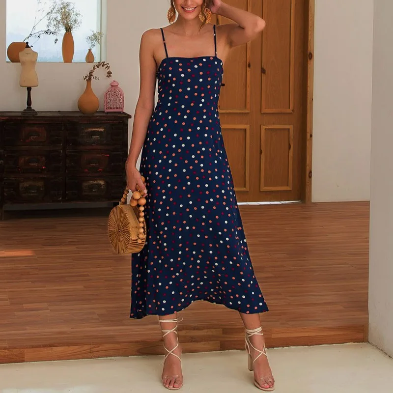 Women Colorful Polka Dot Print Spaghetti Strap Sexy Maxi Dress Casual Boho Holiday Beach Long Dresses
Women Colorful Polka Dot Print Spaghetti Strap Sexy Maxi Dress Casual Boho Holiday Beach Long Dresses