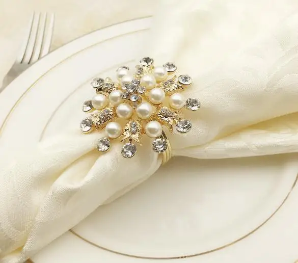 Upscale Exquisite golden pearl Napkin Ring 50pcs rhinestone Napkin Buckle for Hotel Wedding Party Table Decoration
Upscale Exquisite golden pearl Napkin Ring 50pcs rhinestone Napkin Buckle for Hotel Wedding Party Table Decoration