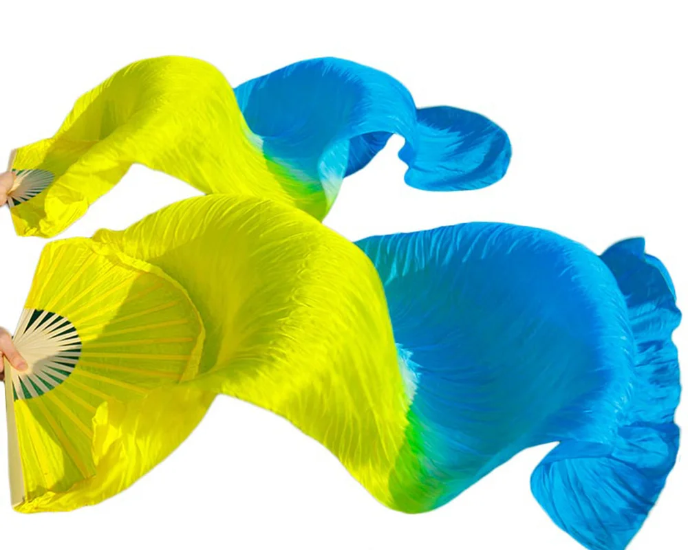 100% silk handmade wholesale high quality Chinese silk veils dance fans Pair of belly dancing fans Yellow + Turquoise wholesale
100% silk handmade wholesale high quality Chinese silk veils dance fans Pair of belly dancing fans Yellow + Turquoise wholesale