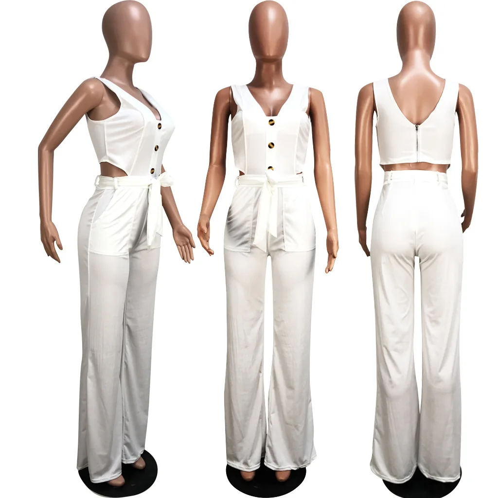 HAOOHU Women Button Down Wide Leg Wrap Belt Bodycon Jumpsuits Deep Neck Sleeveless Solid Casual Street Wear Plus Size Jumpsuits
HAOOHU Women Button Down Wide Leg Wrap Belt Bodycon Jumpsuits Deep Neck Sleeveless Solid Casual Street Wear Plus Size Jumpsuits