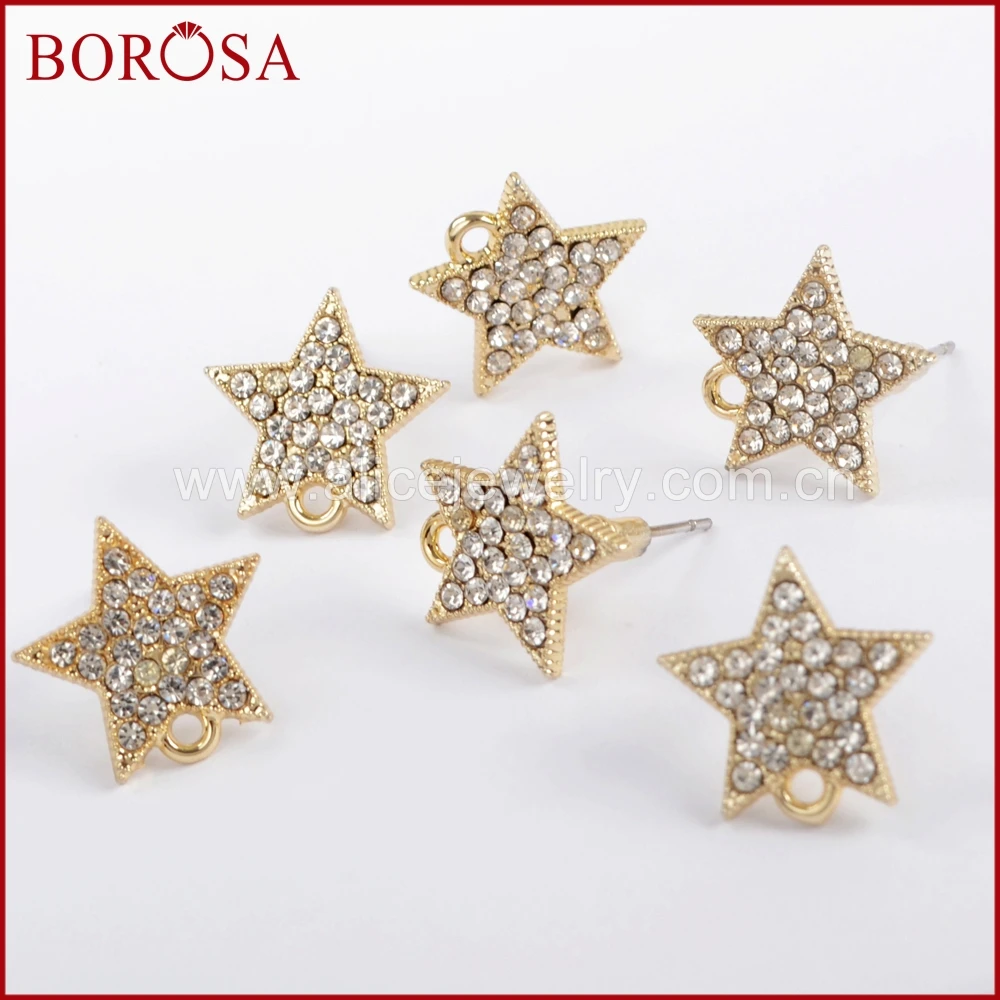 BOROSA 25 пар, модные серьги-гвоздики золотистого цвета из латуни с фианитами и звездами с петлей, Женские Ювелирные изделия, оптовая продажа PJ142
BOROSA 25 пар, модные серьги-гвоздики золотистого цвета из латуни с фианитами и звездами с петлей, Женские Ювелирные изделия, оптовая продажа PJ142