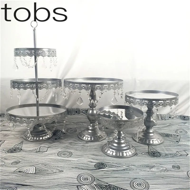 Серебряное зеркало торт стенд современный круглый металлический Свадебный день