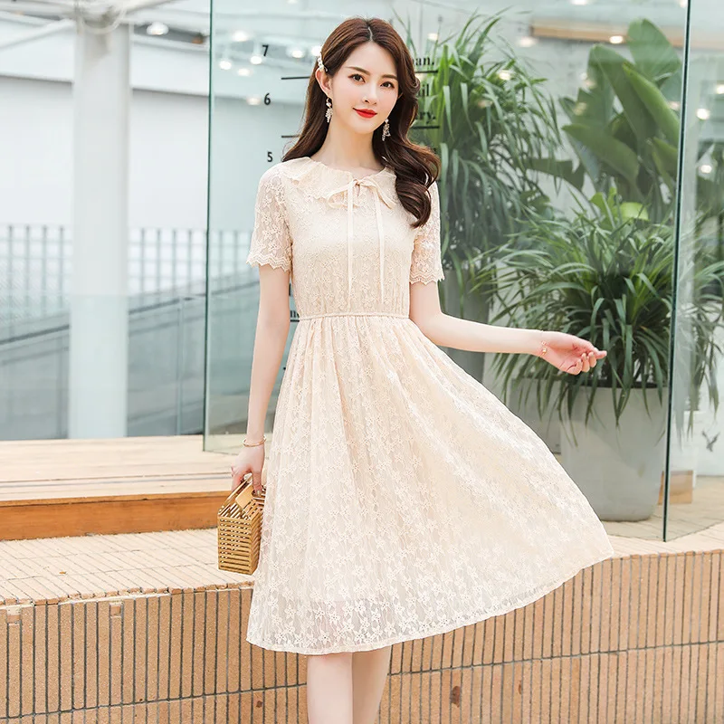2019 summer New women's dress small fresh fairy Korean chic lace lace white high waist Hollow dress women
2019 summer New women's dress small fresh fairy Korean chic lace lace white high waist Hollow dress women