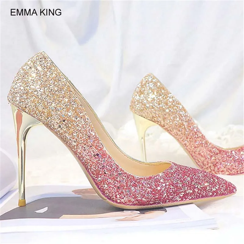 EMMA KING Gradient Ramp Bling Crystal High Heels Women Sexy Pumps Pointed Toe Shallow Mix-Color Wedding Slip-On Ladies Shoes
EMMA KING Gradient Ramp Bling Crystal High Heels Women Sexy Pumps Pointed Toe Shallow Mix-Color Wedding Slip-On Ladies Shoes