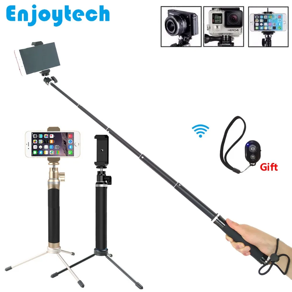 Aluminum Alloy Extendable Selfie Stick with Mini Tripod Foldable Handheld Monopod with Bluetooth Remote for iPhone Xiaomi Phones
Aluminum Alloy Extendable Selfie Stick with Mini Tripod Foldable Handheld Monopod with Bluetooth Remote for iPhone Xiaomi Phones